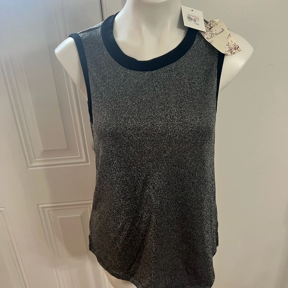 Hem & Thread Charcoal and Black shimmery Tank Top